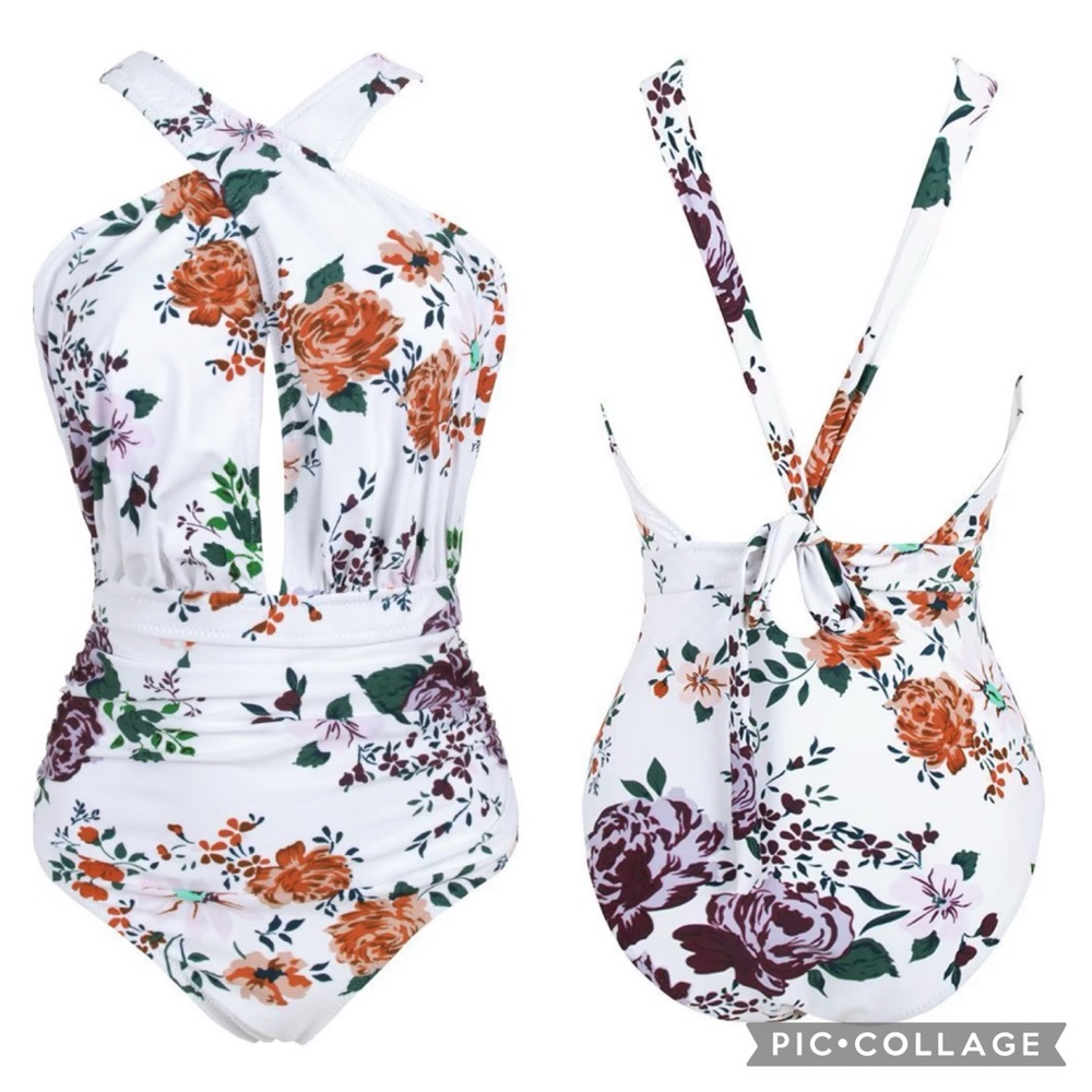 NWT Cupshe Rose Garden Floral Wrap One-Piece Swimsuit